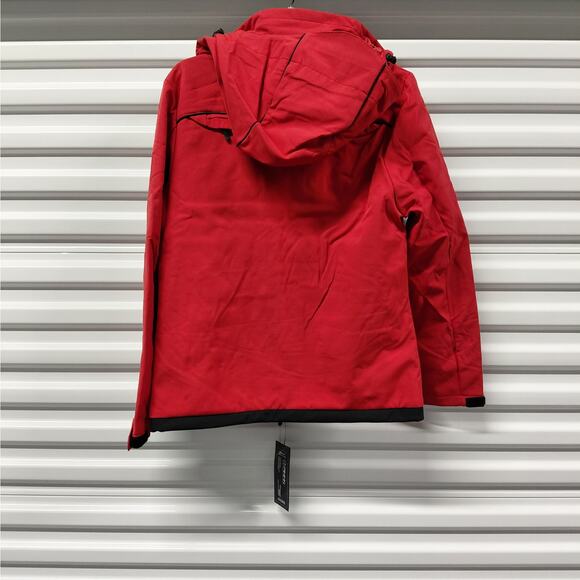 PinFin Women’s Hooded Windbreaker Alpha Jacket Size Large Red Hiking Rain Coat - Picture 2 of 15